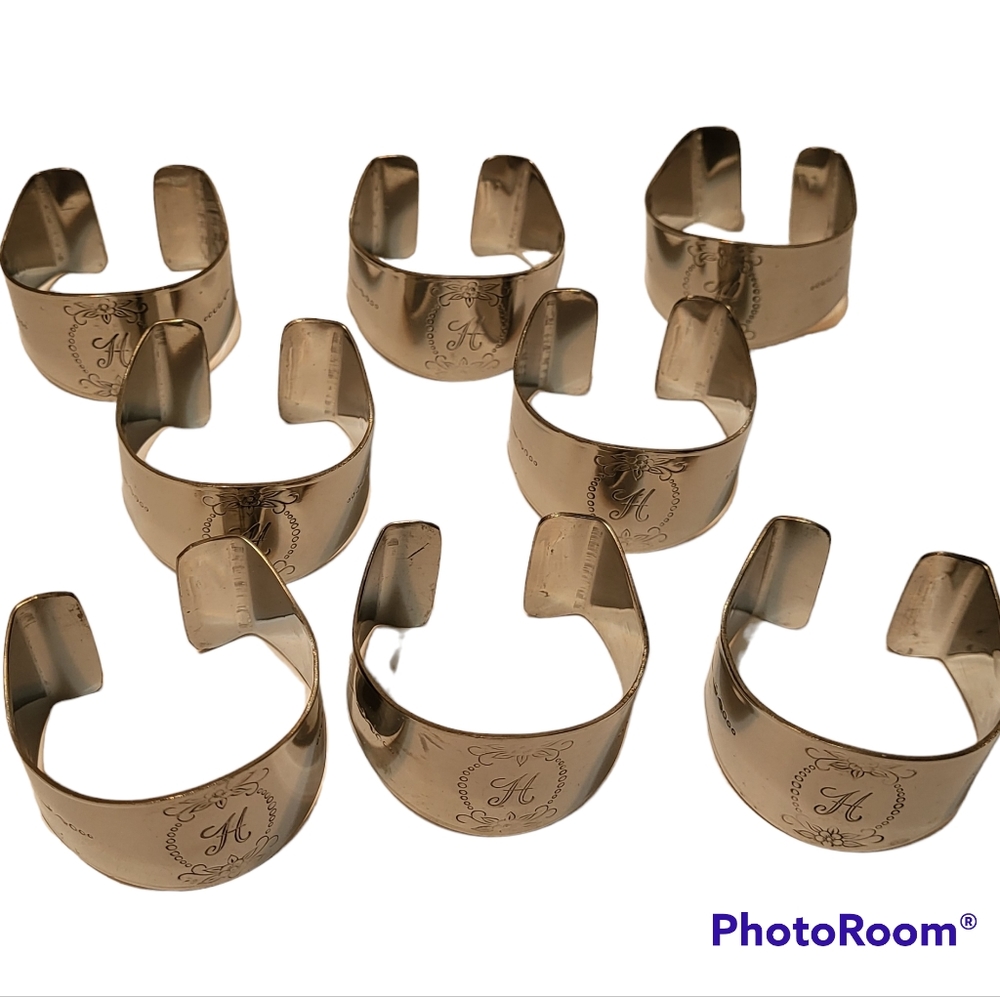 Stainless Steel Monogrammed H  Wedding Napkin Rings 8ct. Special Occasion